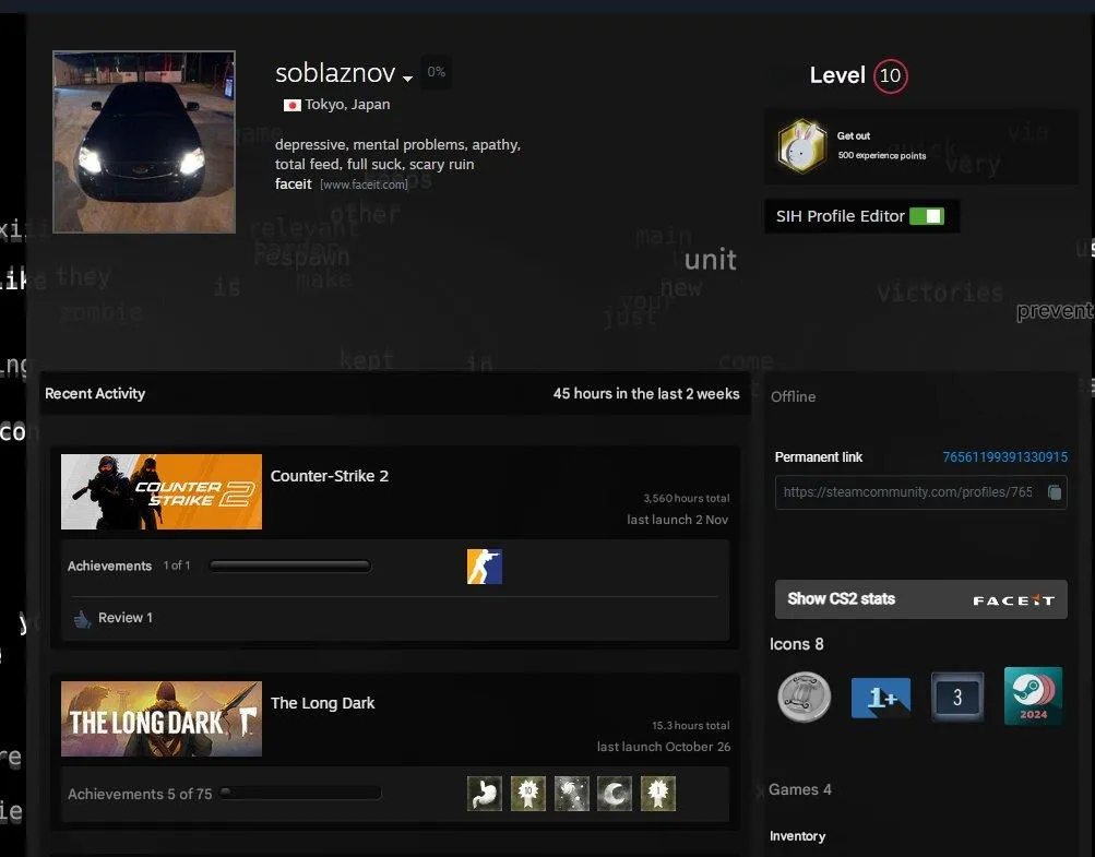 CS162 FACEIT Level 10, PRIME Enabled, 2548 ELO, 1441 Matches, 2023 Registration, Verified, Native Mail 